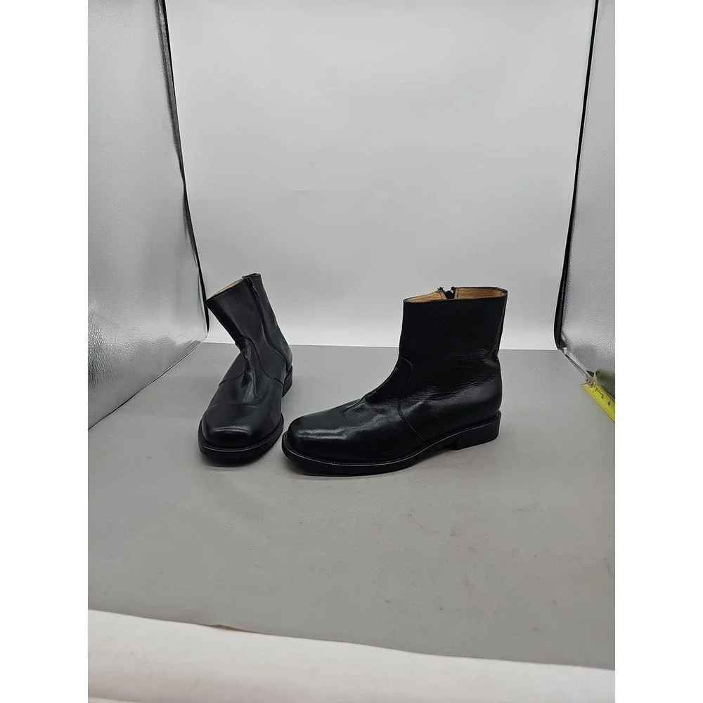 NEW MENS HITCHCOCK BLACK LEATHER CHELSEA BOOTS SZ 7 E ‎ Side Zip EUC